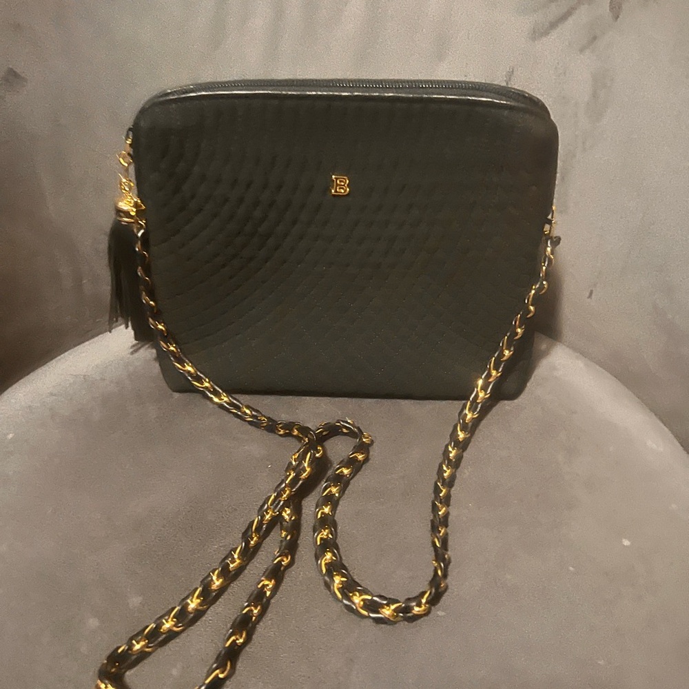Bally Black Quilted Crossbody Bag with Gold Chain